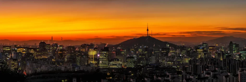 Orange Skies over Seoul Korea